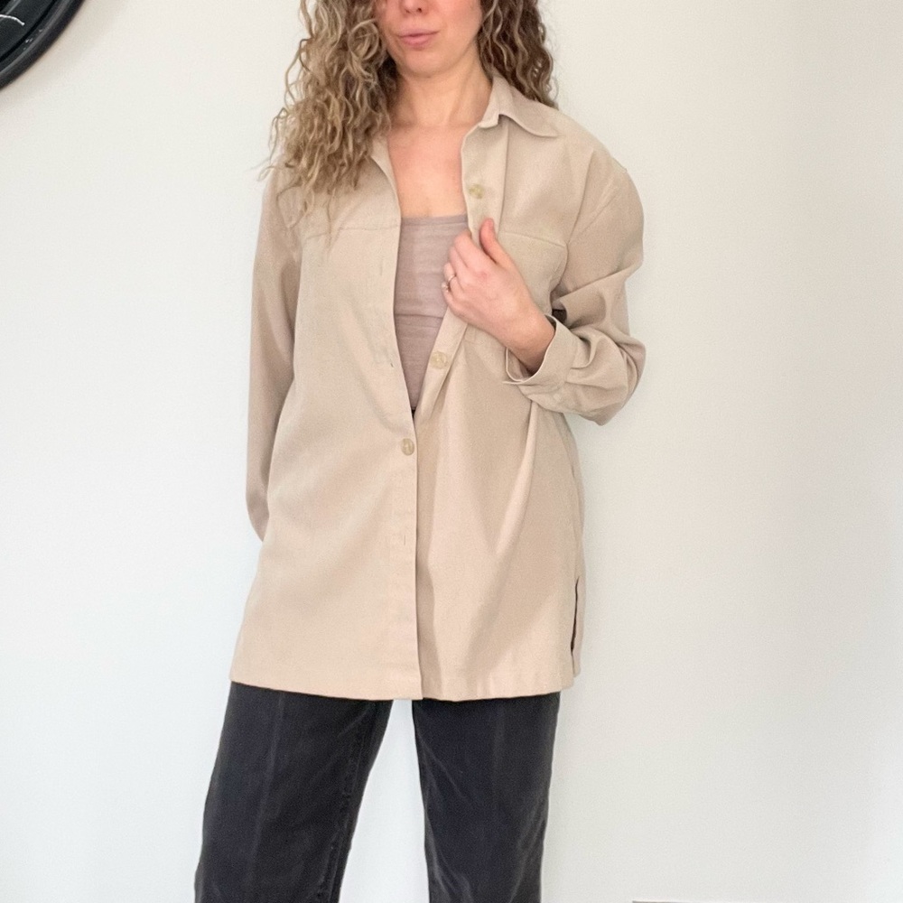 Classic Elements Beige Button Down Shirt - image 3